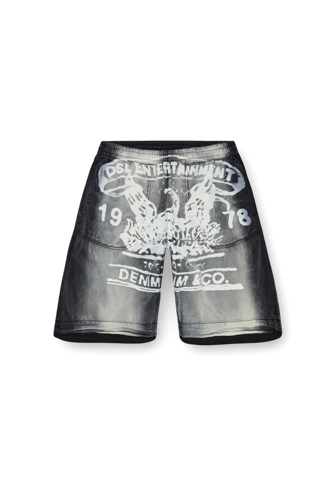 Faded shorts with archival print