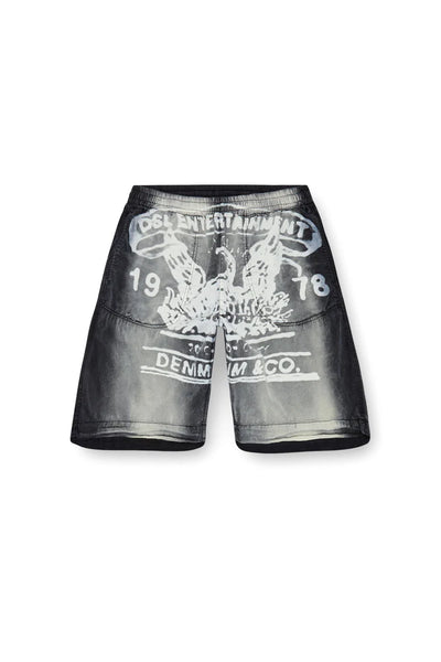 Faded shorts with archival print