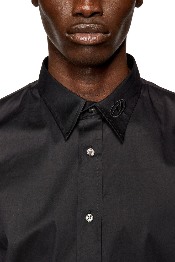 Micro-twill shirt with tonal embroidery