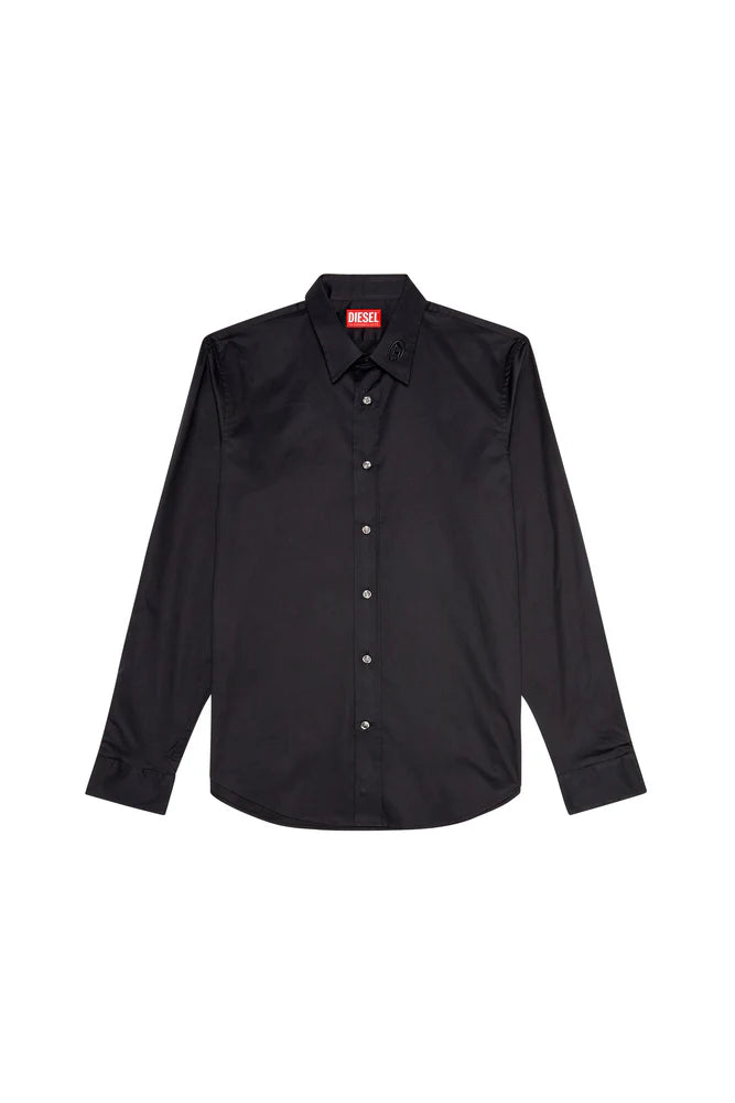 Micro-twill shirt with tonal embroidery