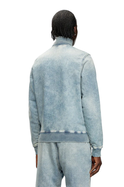 Zip-up sweater in Track Denim
