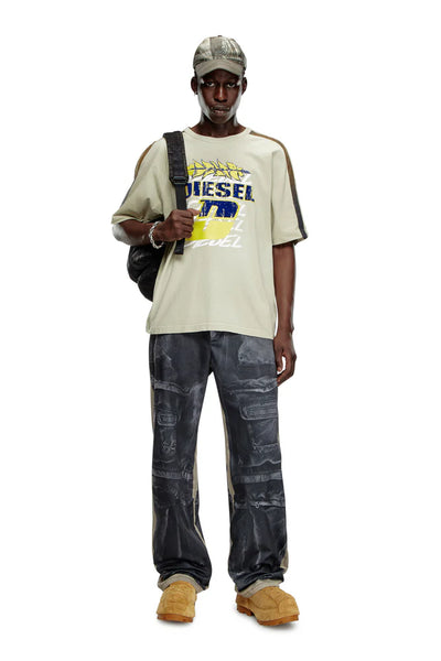 Faded T-shirt with flocked logo print