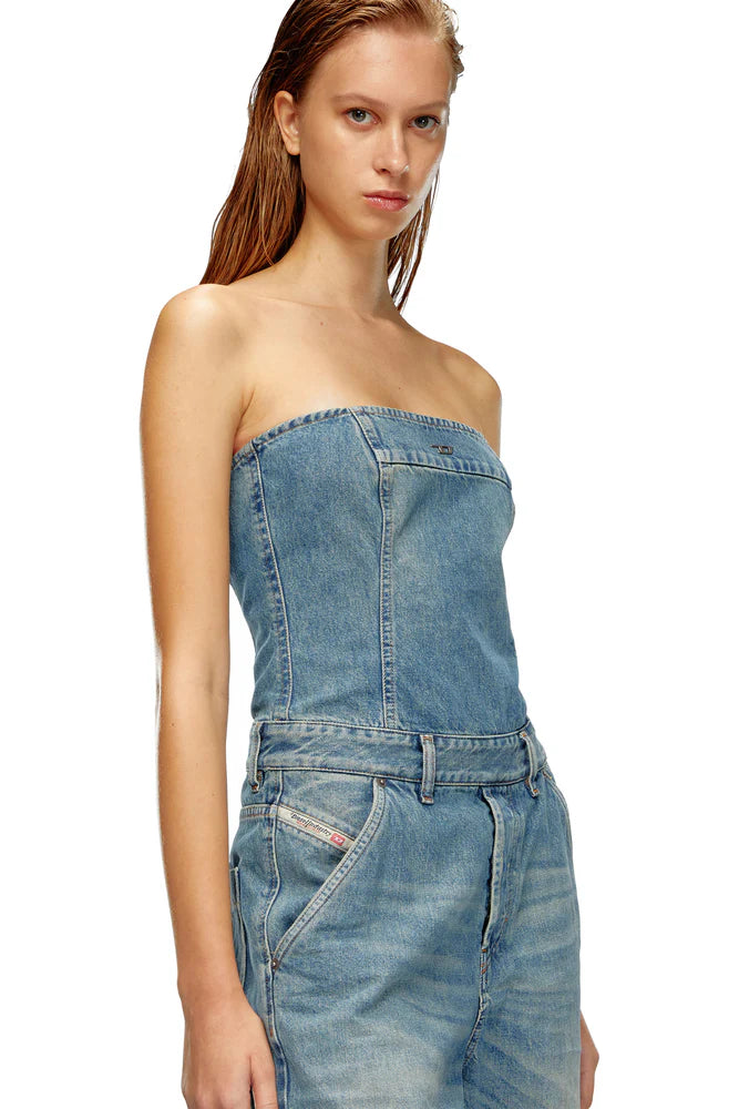 Denim strapless jumpsuit