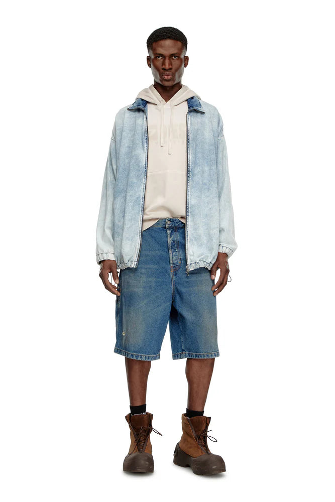 Denim utility shorts with dusty wash