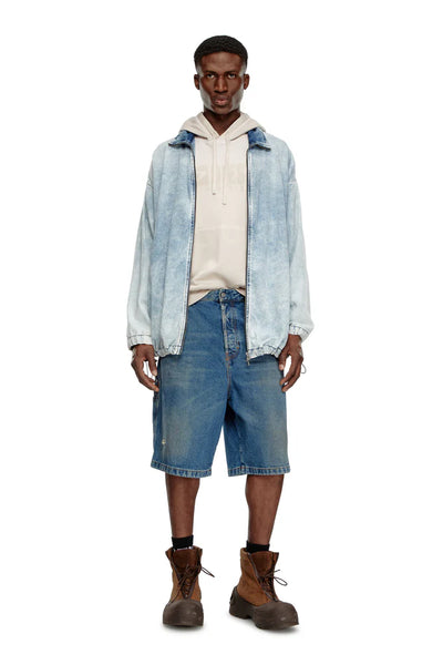 Denim utility shorts with dusty wash