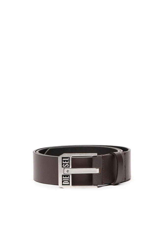 Leather Belt With Star Logo Buckle