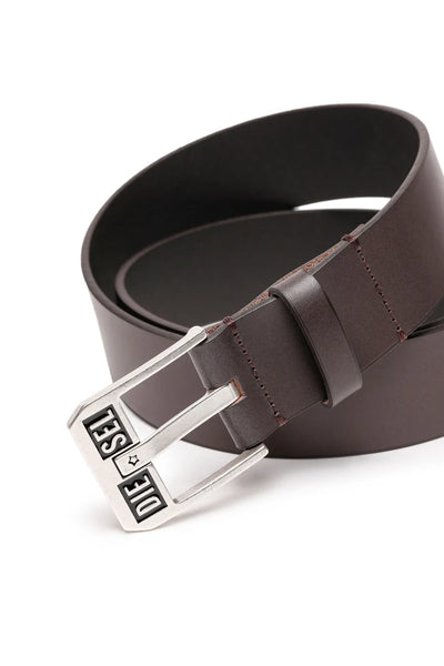 Leather Belt With Star Logo Buckle