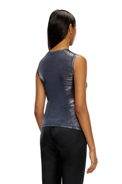 Metallic Tank Top With Chest Slit