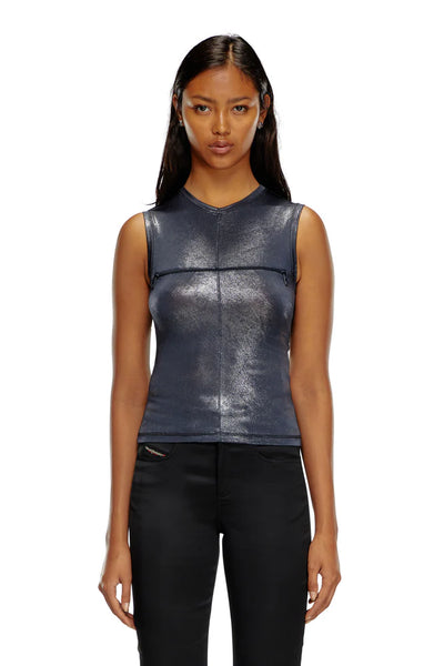 Metallic Tank Top With Chest Slit