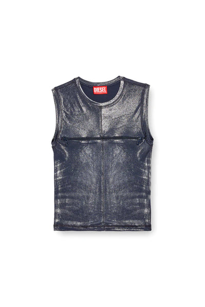 Metallic Tank Top With Chest Slit