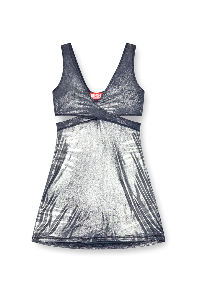 Short Cut-Out Dress In Metallic Jersey