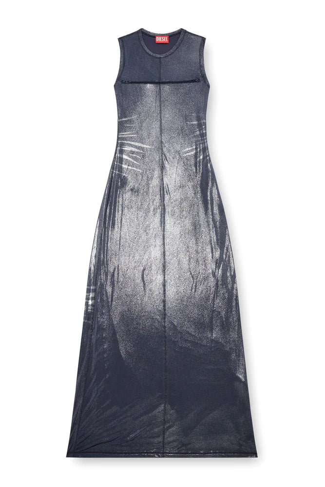Long Metallic Dress With Zip Details