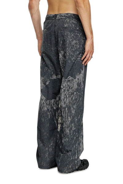 Printed Trousers In Wrinkled Nylon