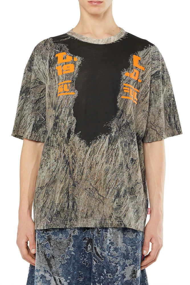 Camo T-Shirt With Devoré Sweat Stains