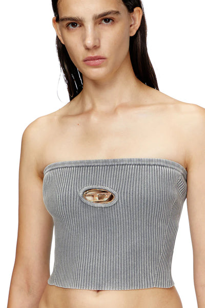 Knit Tube Top With Rusty-Look Oval D