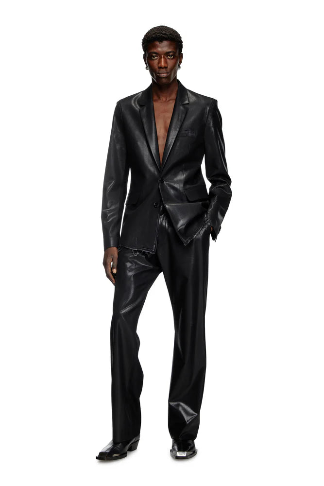 Cool Wool Pants With Denim-Trim Waist