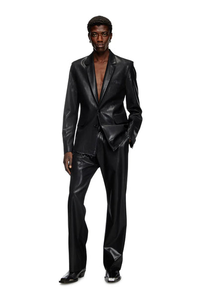 Cool Wool Pants With Denim-Trim Waist