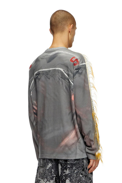 Long-Sleeve T-Shirt With  Fuzzy Trims