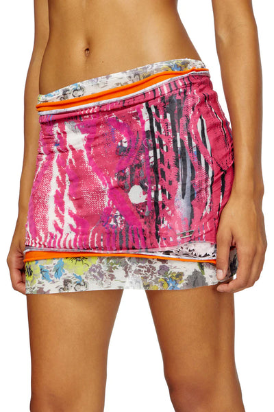 Layered Miniskirt With Peony Pop Print
