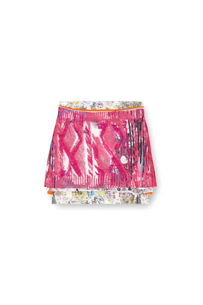 Layered Miniskirt With Peony Pop Print