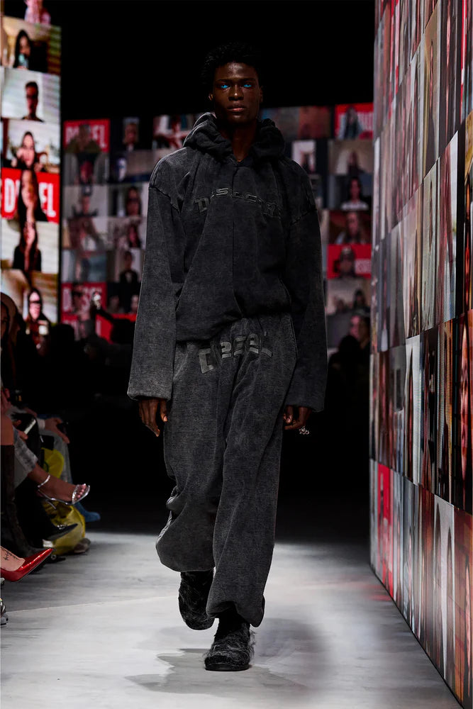 Track Pants With Denim Effect