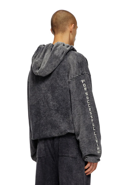 Hoodie With Denim Effect