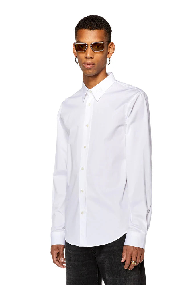 Micro-twill shirt with tonal embroidery