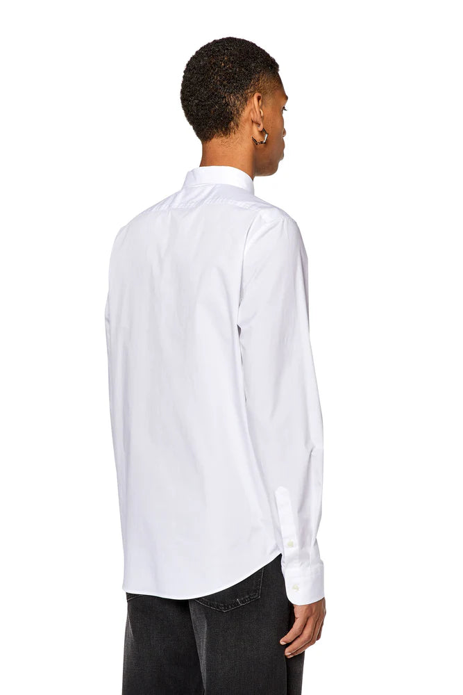 Micro-twill shirt with tonal embroidery