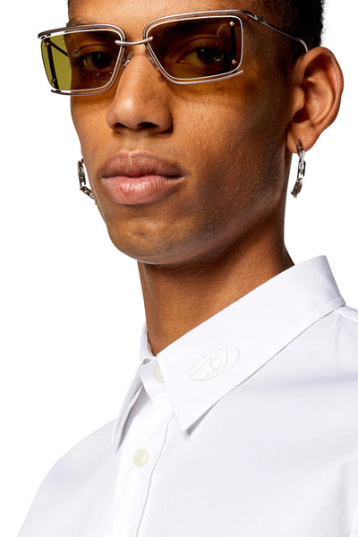 Micro-twill shirt with tonal embroidery