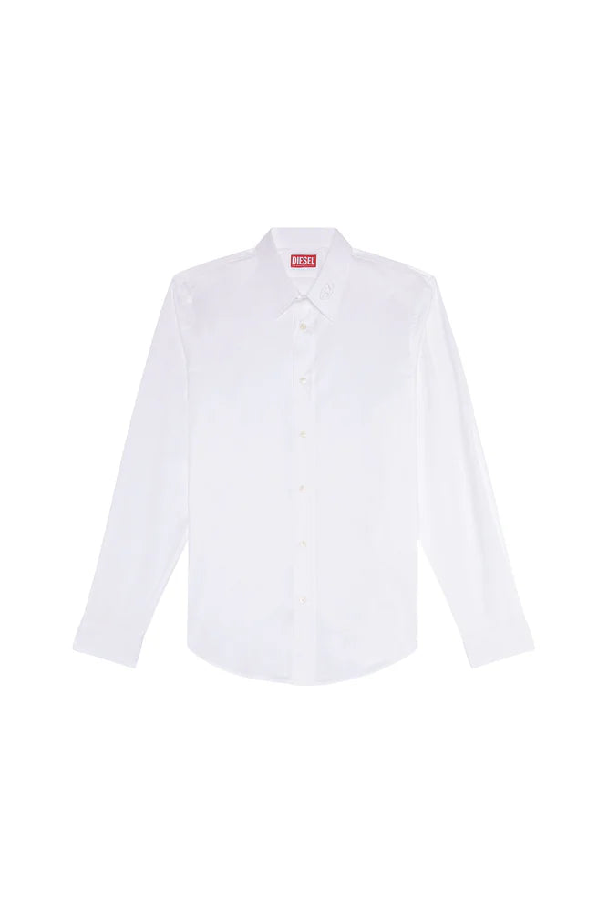 Micro-twill shirt with tonal embroidery