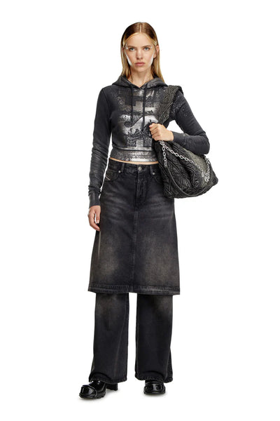 Cropped hoodie with metallic effects