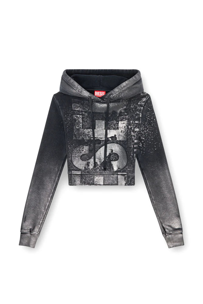 Cropped hoodie with metallic effects