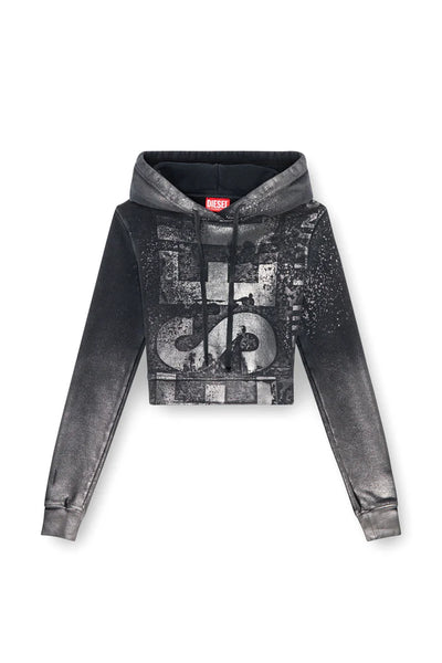 Cropped hoodie with metallic effects
