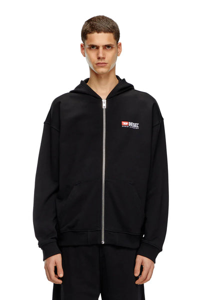 Zip-up hoodie with Diesel embroidery