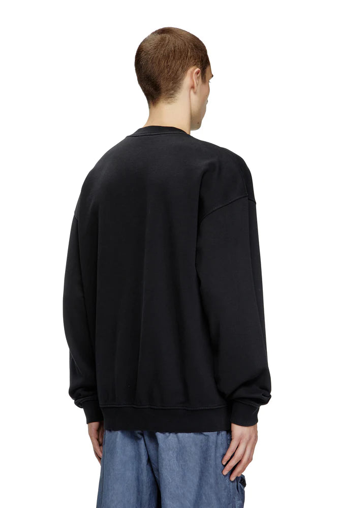 Sweatshirt with distressed flocked logo