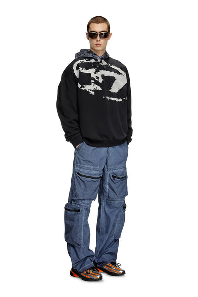 Sweatshirt with distressed flocked logo