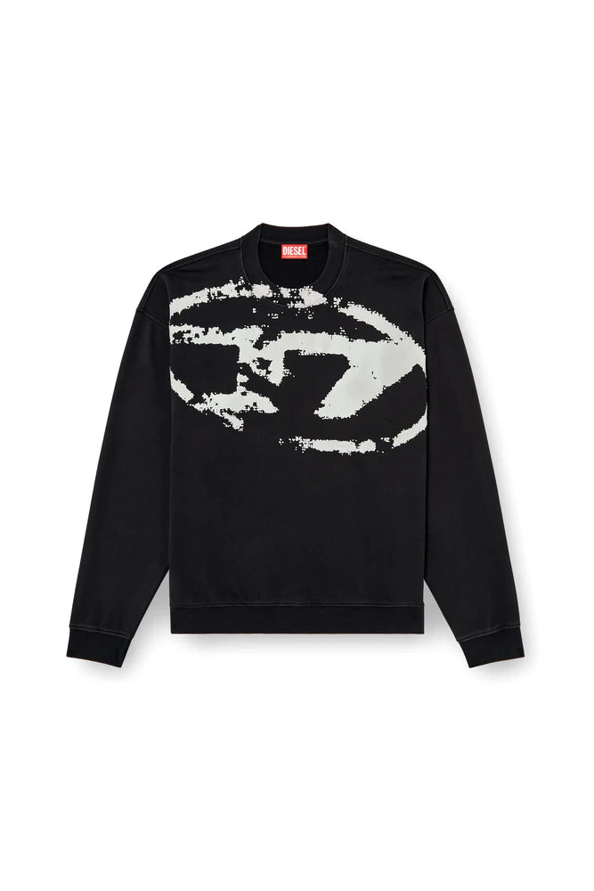 Sweatshirt with distressed flocked logo