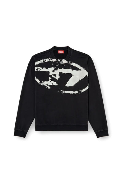 Sweatshirt with distressed flocked logo