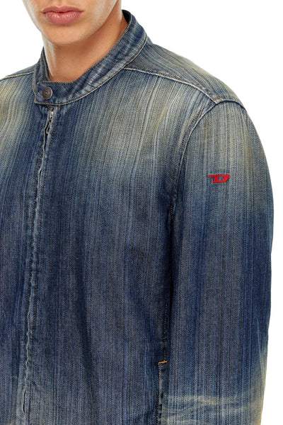 Moto jacket in streaky denim
