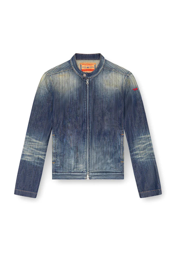 Moto jacket in streaky denim