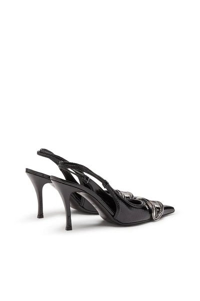 D-Venus-Slingback pumps in glossy wrinkled fabric