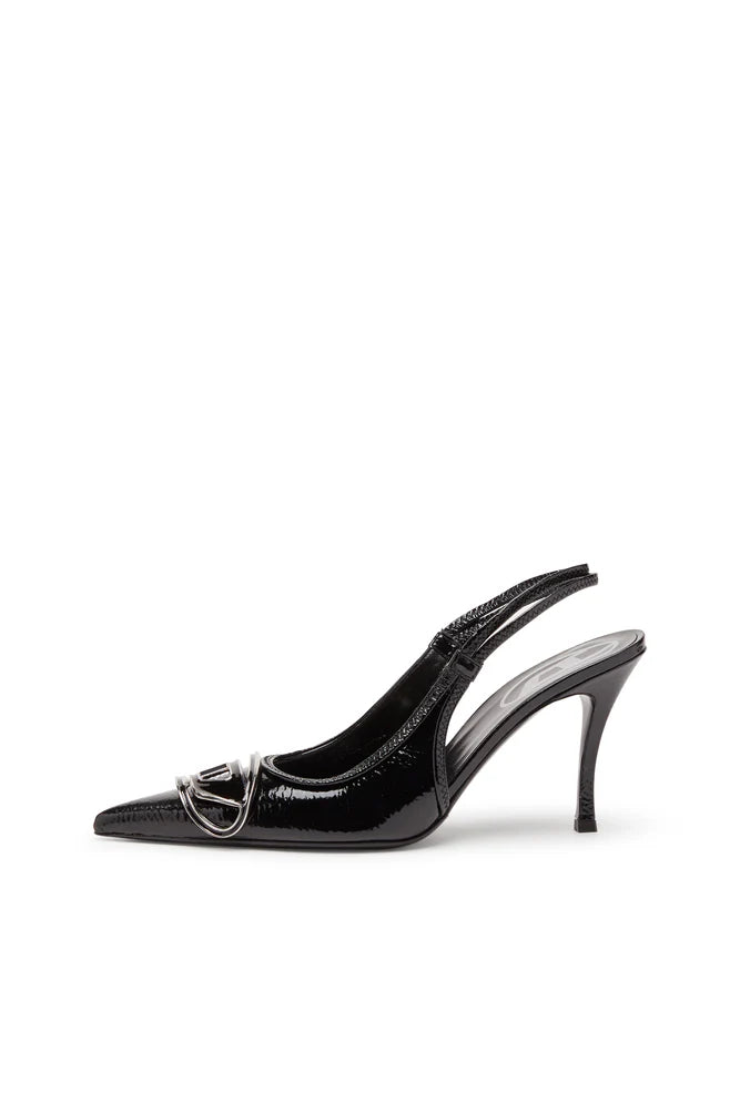 D-Venus-Slingback pumps in glossy wrinkled fabric