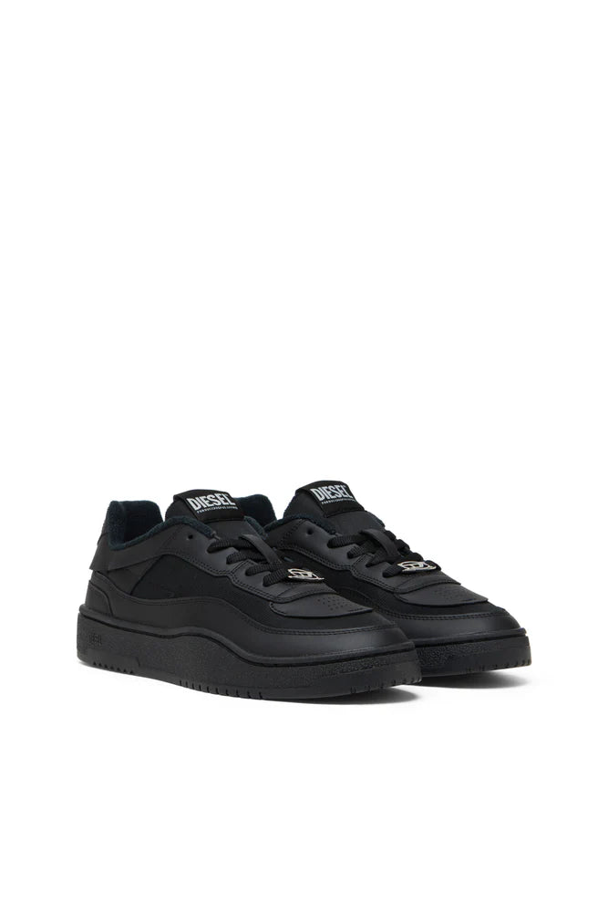S-Oval Skate-Fabric-panelled leather sneakers