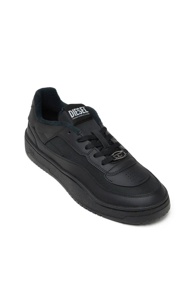 S-Oval Skate-Fabric-panelled leather sneakers
