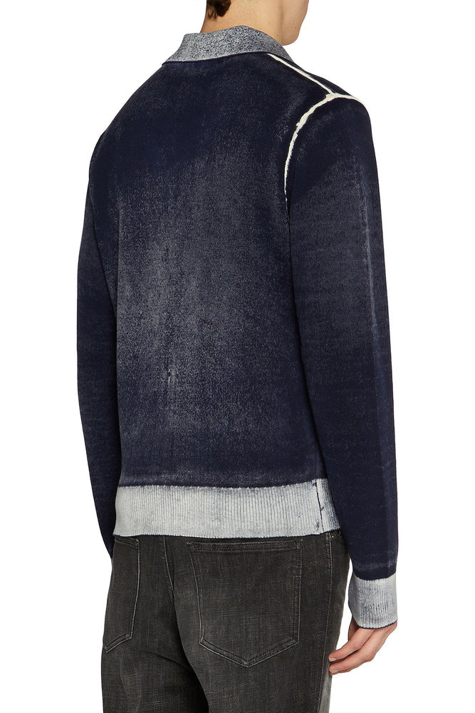 Reverse-print polo jumper