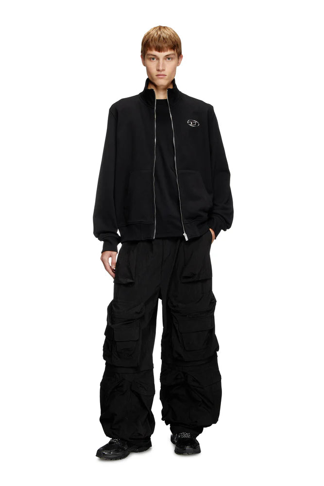 Zip-up sweatshirt with metallic logo