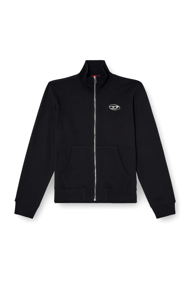 Zip-up sweatshirt with metallic logo