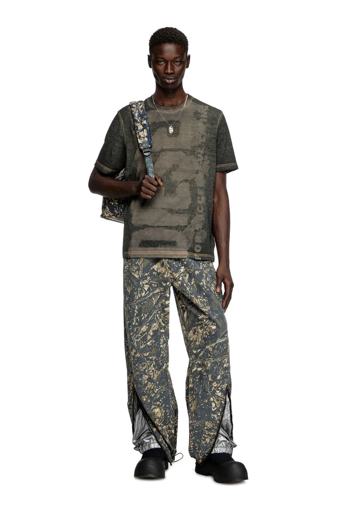 Logo T-shirt in devoré pique