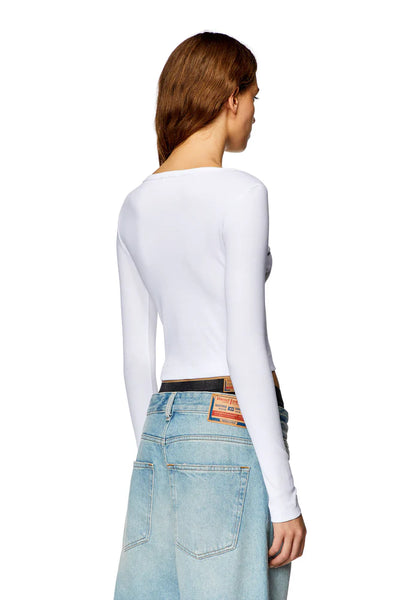 Long-sleeve top with embroidered D patch