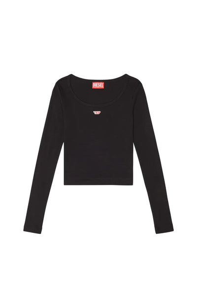 Long-sleeve top with embroidered D patch